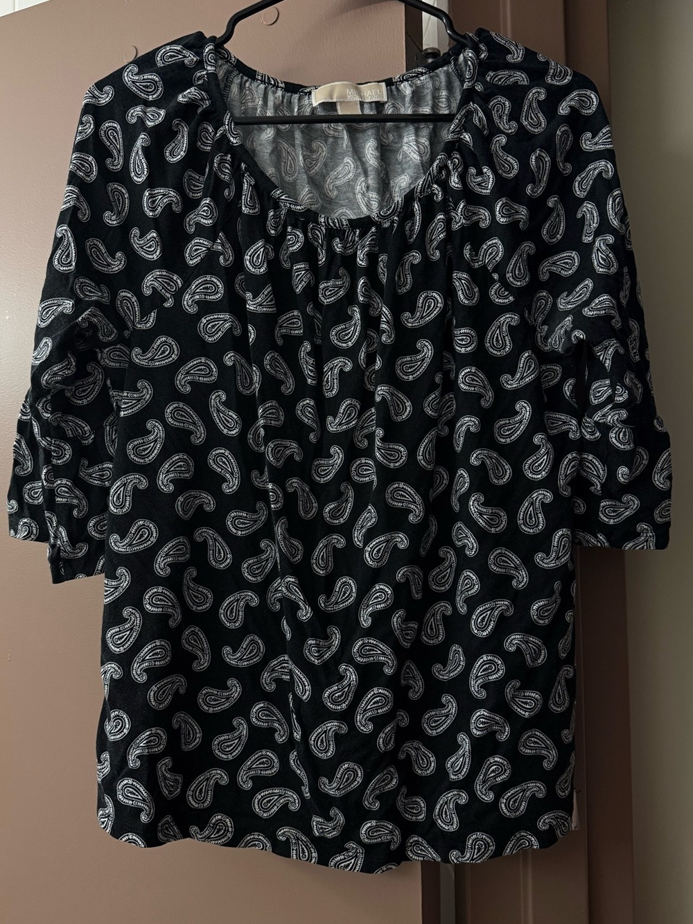 Michael Kors Black Paisley Peasant Blouse